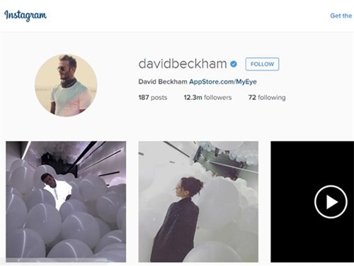 Trang Instagram của David Beckham - Ảnh chụp màn hình web Instagram