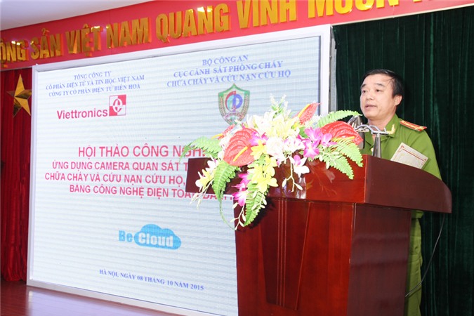 Đại tá Trần Trung Thành - Phó Cục trưởng Cục C66 phát biểu khai mạc hội thảo