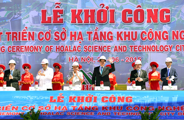 Ngày 26/6 vừa rồi Thủ tướng Chính phủ đã chính thức bấm nút khởi công dự án xây dựng cơ sở hạ tầng khu CNC Hòa Lạc