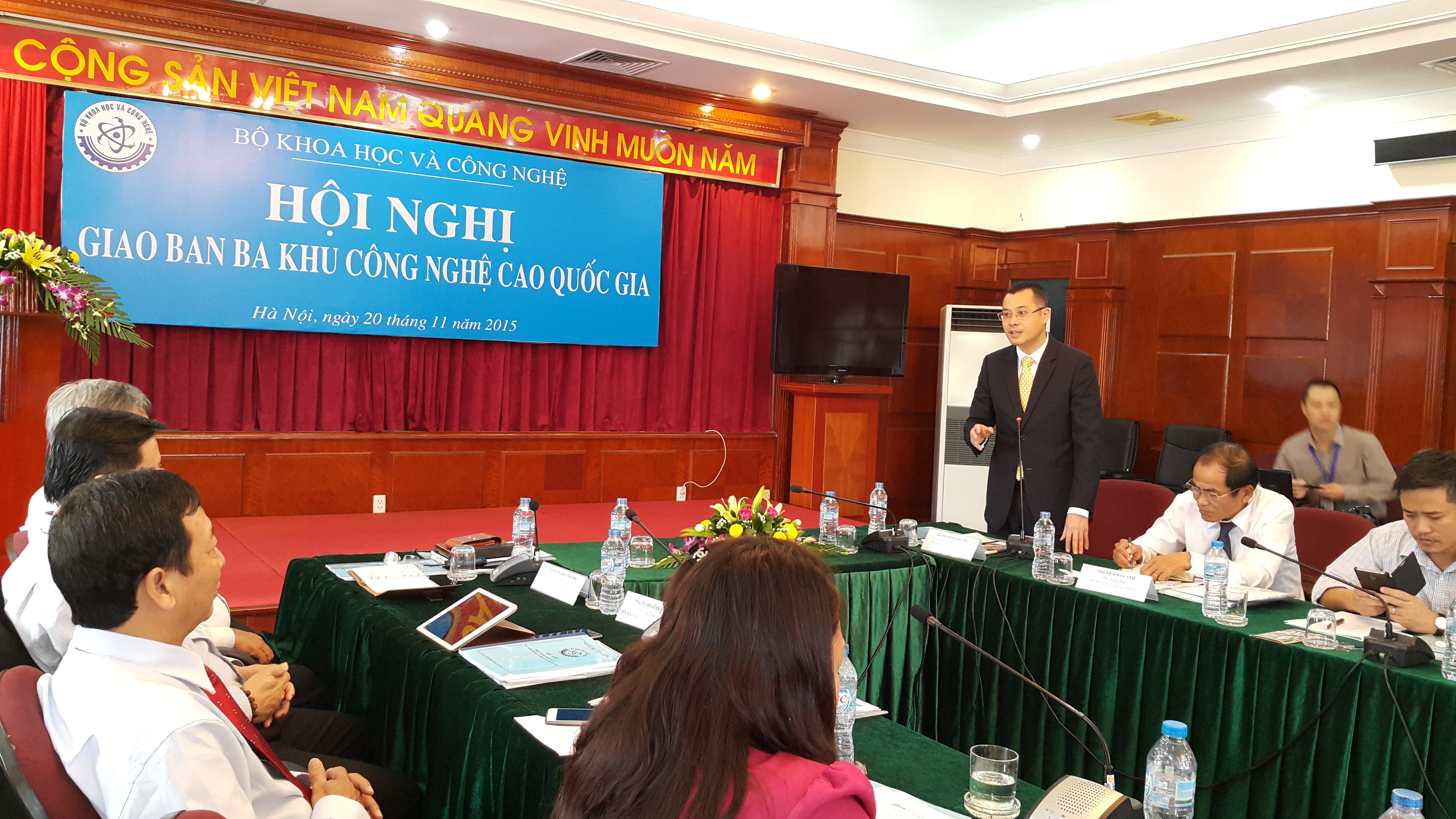 Thứ trưởng Bộ KH&CN Phạm Đại Dương - Trưởng ban Quản lý Khu CNC Hòa Lạc phát biểu tại Hội nghị