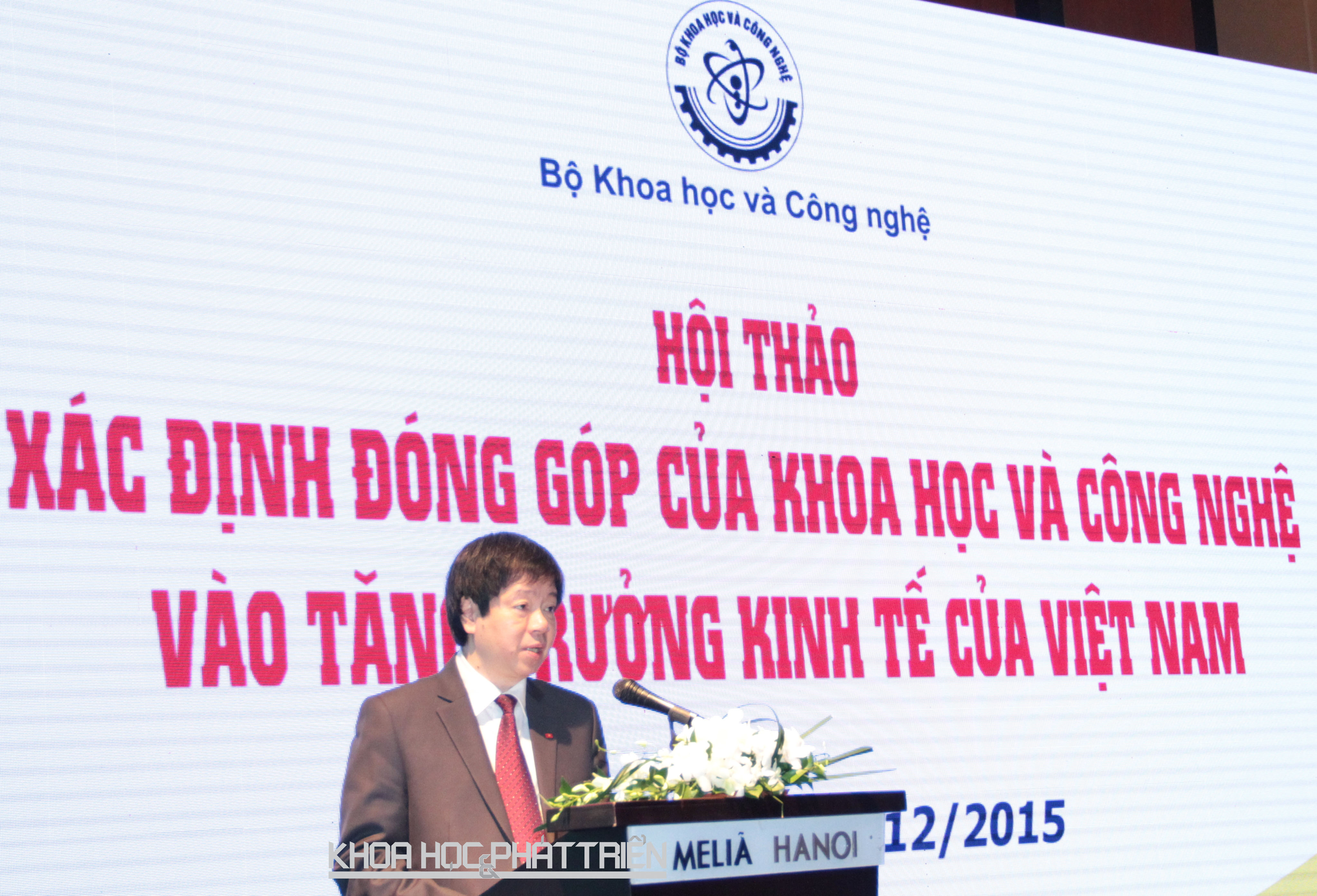 Thứ trưởng Bộ Khoa học và Công nghệ Trần Quốc Khánh phát biểu tại hội thảo