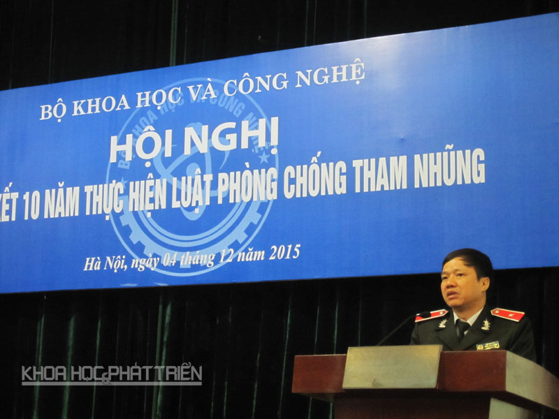 Ông Trần Minh Dũng, Chánh Thanh tra Bộ KH&CN báo cáo tại hội nghị