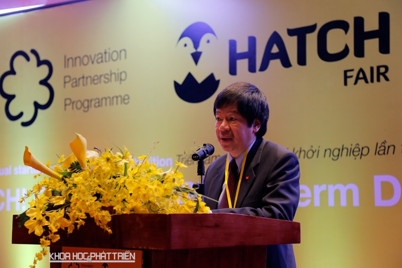 Thứ trưởng Bộ Khoa học và Công nghệ Trần Quốc Khánh phát biểu tại Ngày hội Khởi nghiệp công nghệ Việt Nam 2015. 