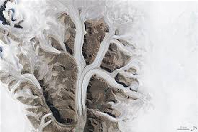 Vào tháng 8/2015, OLI trên Landsat 8 đã chụp lại được bức hình về dòng sông băng của vườn quốc gia Sirmilik ở Mittimatalik, vùng lãnh thổ Nunavut (Canada). Chúng có hình dáng khá giống với chữ K trên bảng chữ cái.