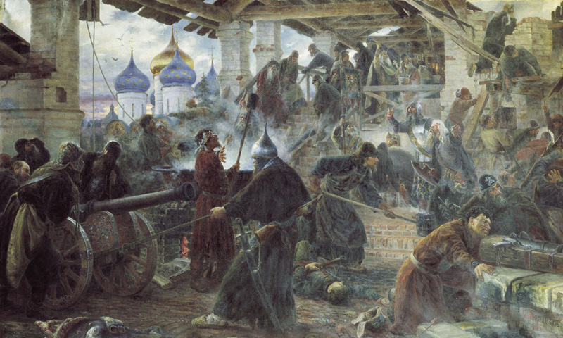 Mũ của các hiệp sĩ Nga thời sa hoàng trong tranh của họa sĩ Sergey Miloradovich. Nguồn: Phys