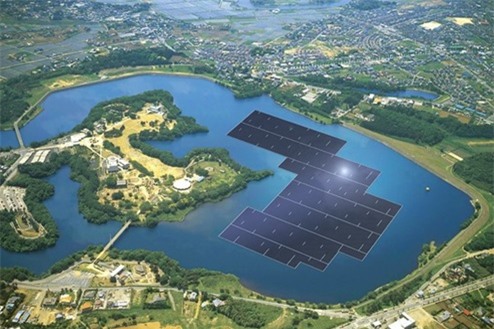 điện mặt trời, nhà máy, Nhật Bản, nổi trên mặt nước