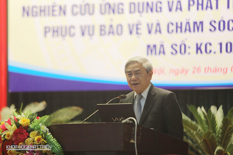 Bộ trưởng Nguyễn Quân phát biểu, ghi nhận về thành quả của chương trình KC.10 . Ảnh: Lê Loan