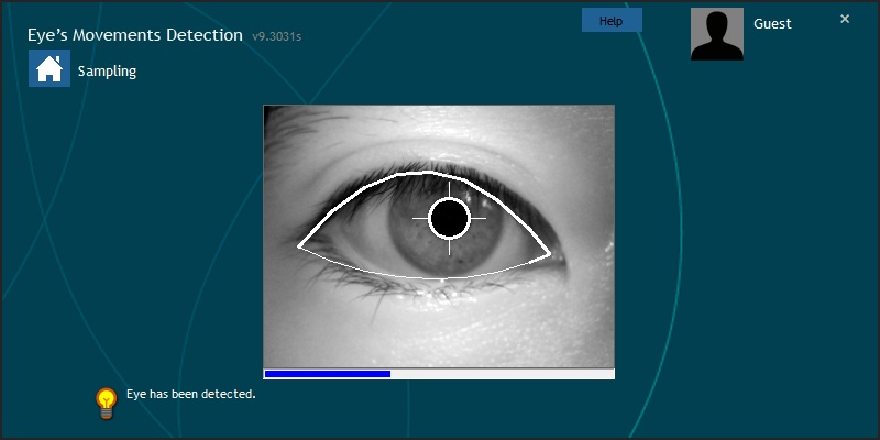 Giao diện khi người dùng sử dụng IriShield (camera lấy ảnh mắt) đưa gần mắt, ứng dụng lấy ảnh mắt và phân tích dữ liệu có được. Ảnh: Nhóm cung cấp.