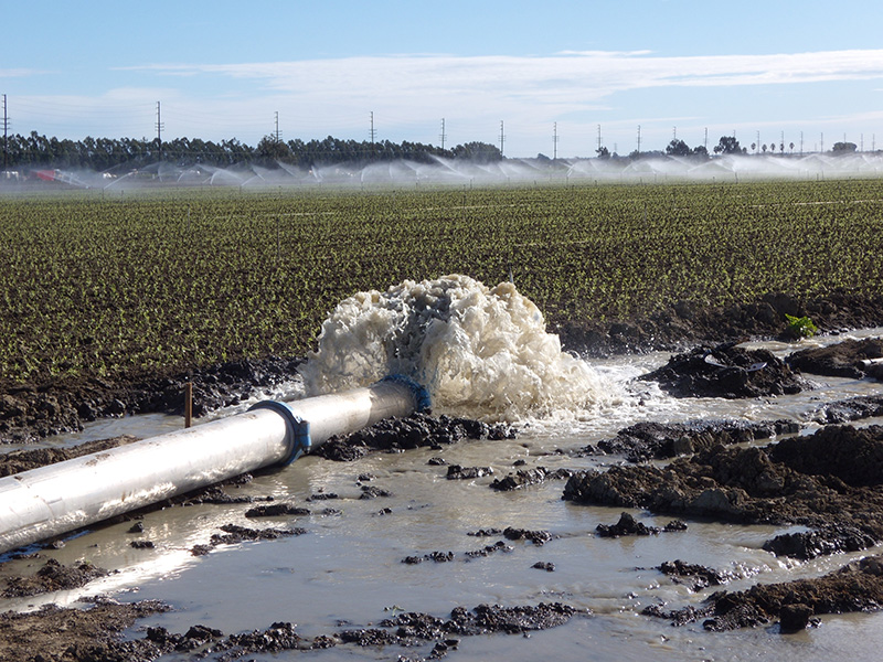 Hệ thống vòi bơm nước từ giếng khoan có công suất 2.500 gallon/phút ở nông trại tại Ventura County, California (Mỹ). Ảnh: Pri.org