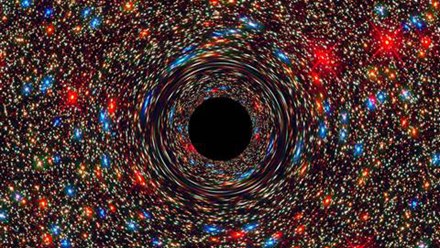 Hình ảnh mô phỏng "siêu hố đen" ở trung tâm thiên hà NGC 1600. Ảnh: NBC