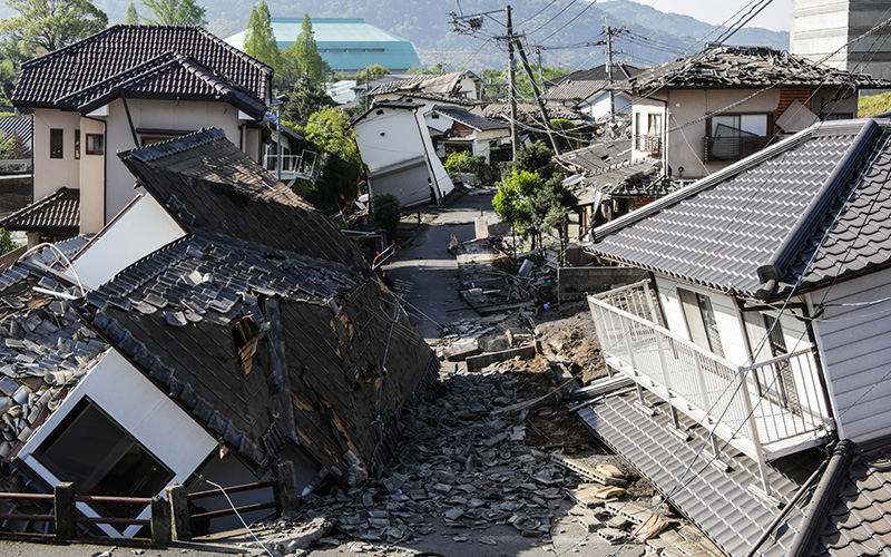 Trận động đất tại Kumamoto, Nhật Bản ngày 16/4 gây nhiều thiệt hại. Ảnh: Tribktla