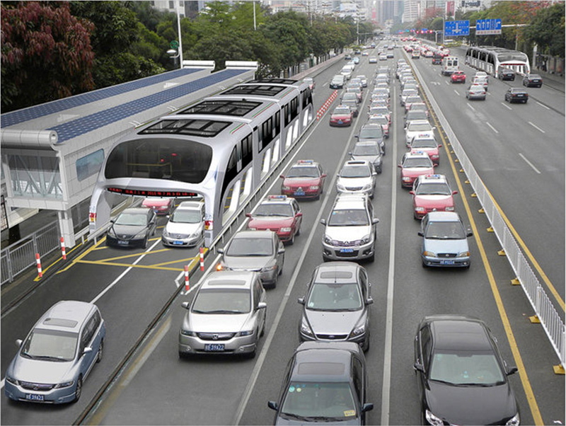Chiếc xe buýt TEB đang được thử nghiệm tại Trung Quốc. Ảnh: Ltd-leblog