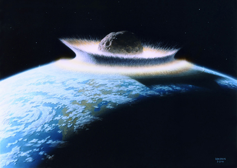 Hình ảnh mô phỏng cảnh một tiểu hành tinh đâm xuống Trái Đất. Ảnh: Ibtimes
