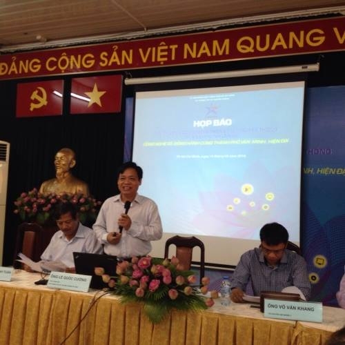 Ông Lê Quốc Cường, Phó Giám đốc Sở TTT TP.HCM phát biểu tại buổi họp báo