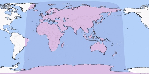  Những vùng quan sát được Nguyệt thực nửa tối nửa đêm 17/9 được tô màu tím. Ảnh: TimeAndDate.com.