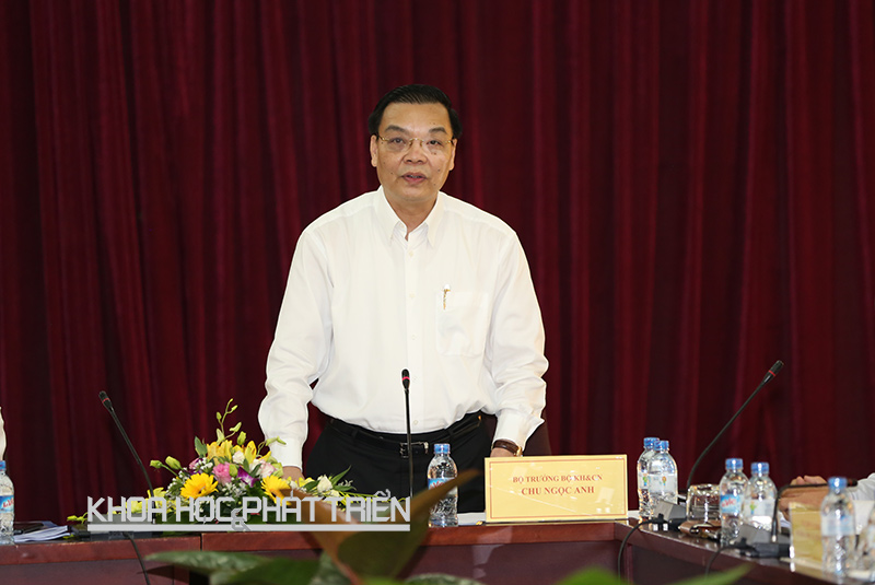 Bộ trưởng Bộ Khoa học và Công nghệ Chu Ngọc Anh phát biểu tại buổi làm việc sáng 29/9. Ảnh: ĐN.