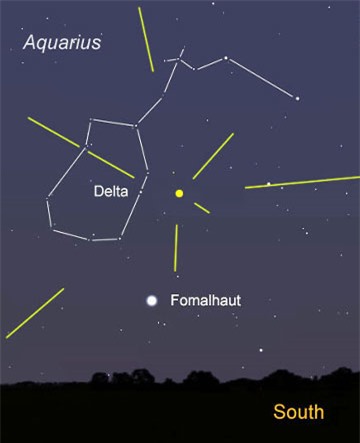 Người xem nên hướng về tâm điểm của trận mưa sao băng là chòm sao Aquarius. Ảnh: Universetoday.