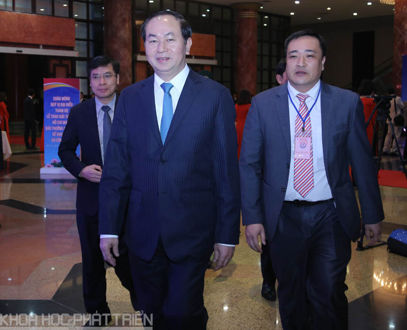 Chủ tịch nước Trần Đại Quang đến sự kiện từ rất sớm để tham dự sự kiện. Ảnh: Loan Lê.