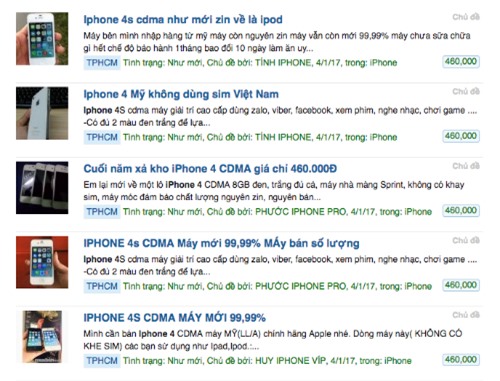 iPhone 4, 4 CDMA hay 4s giá rẻ từng biến mất một thời gian nhưng lại rộ lên dịp cận Tết.