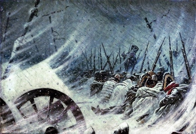 Đội quân của Napoleon co ro trong giá lạnh mùa đông nước Nga.