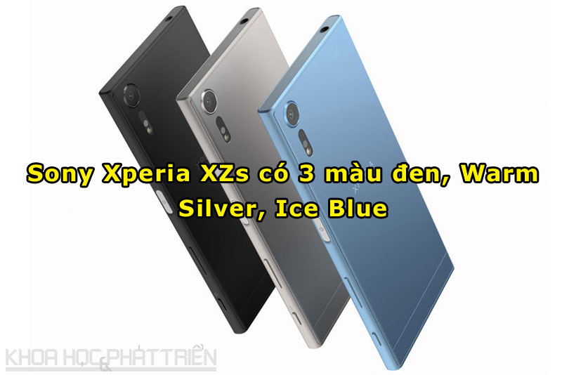 3 màu sắc của Sony Xperia XZs gồm đen, bạc ánh vàng và xanh ánh bạc.