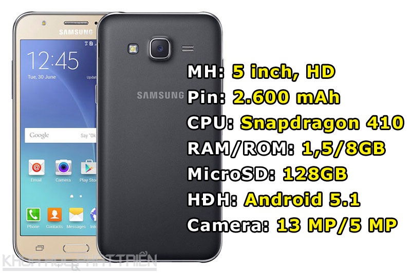 Samsung Galaxy J5 2015 (từ 3,79 triệu đồng xuống còn 3,49 triệu đồng).