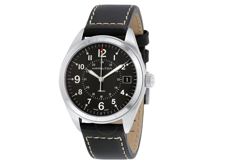 9. Hamilton Khaki Field Black Dial Black Leather Watch (giá: 275 USD - tương đương 6,25 triệu đồng).