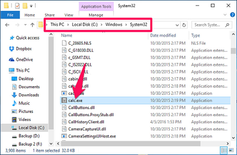 Ngoài các tập tin hệ thống .DLL, thư mục System32 còn chứa các chương trình mặc định của Windows.