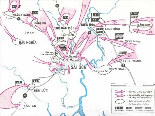 Bản đồ tái hiện Chiến dịch lịch sử Hồ Chí Minh, kết thúc kháng chiến chống Mỹ xâm lược, thống nhất đất nước. Ảnh internet