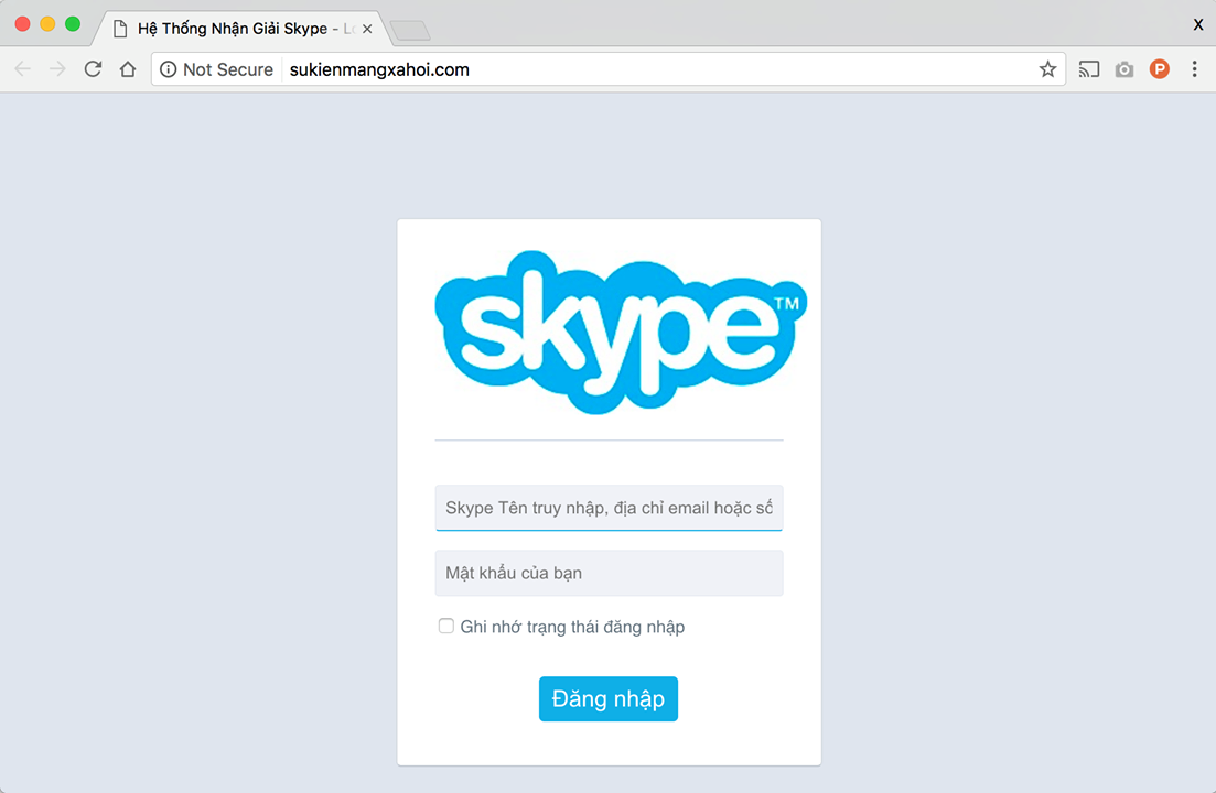 Giao diện giả mạo Skype