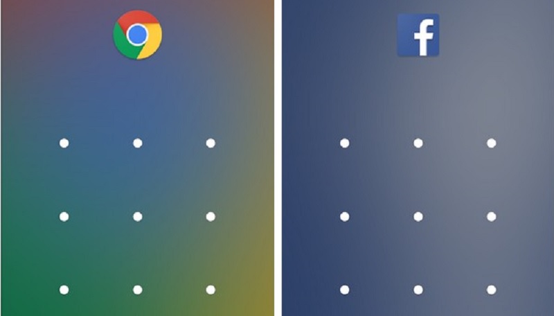 Kích hoạt ứng dụng Facebook và Chrome đã được bảo vệ đòi hỏi cần phải có mật khẩu để sử dụng.