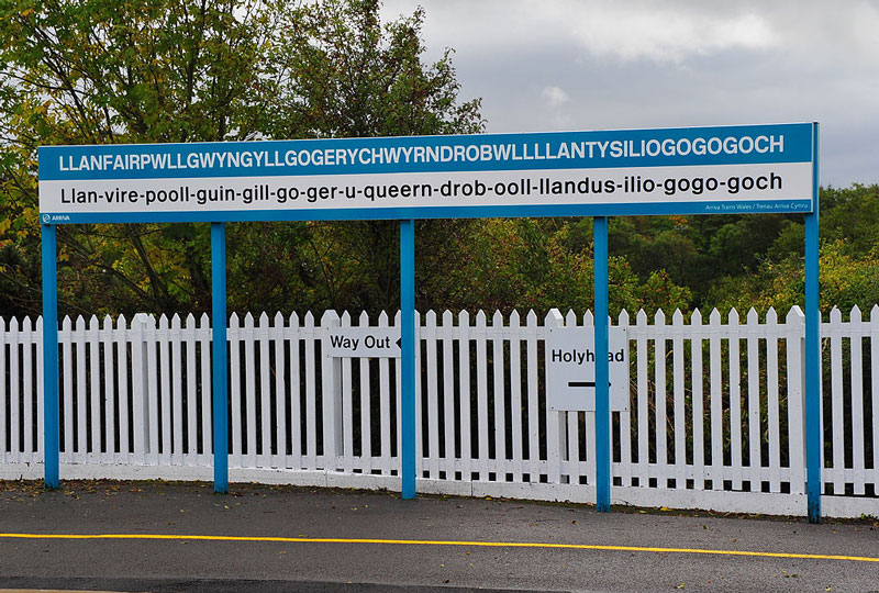 2. Llanfairpwllgwyngyllgogerychwyrndrobwllantysiliogogogoch (58 ký tự). Là ngôi làng lớn nằm trên đảo Anglesey thuộc xứ Wales. Nó nằm trên eo biển Menai bên cạnh cầu Britannia và qua eo biển Bangor.