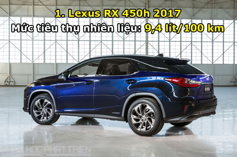 Top 10 xe SUV tiết kiệm nhiên liệu nhất thế giới. Với mức tiêu hao nhiên liệu ở chu trình kết hợp (đường nội thành và cao tốc) chỉ 9,4 lít/100 km, Lexus RX 450h 2017 chính là xe SUV tiết kiệm nhiên liệu nhất thế giới hiện nay. (CHI TIẾT)