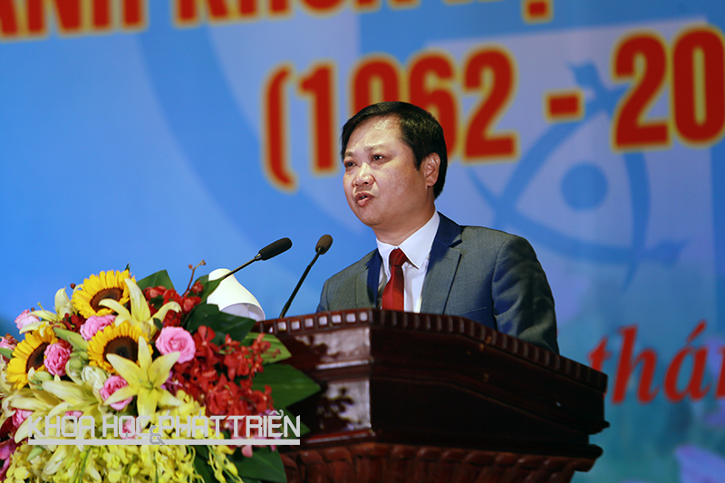 Ông Lê Ngọc Anh - Giám đốc Sở KH&CN Hà Nội phát biểu tại sự kiện sáng 16/5. Ảnh: Lê Loan.