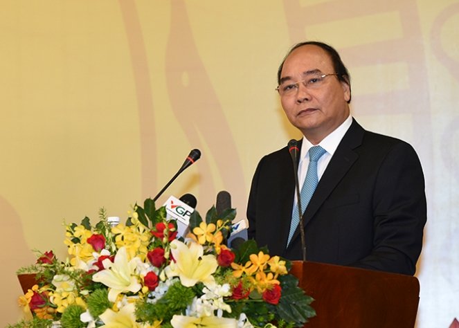 Thủ tướng Nguyễn Xuân Phúc phát biểu khai mạc tại hội nghị sáng 17/5.
