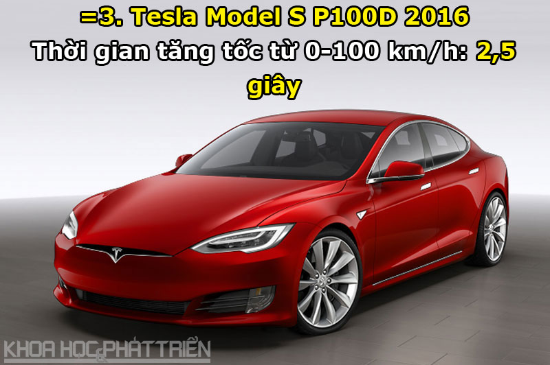 =3. Tesla Model S P100D 2016 (với chế độ Ludicrous).