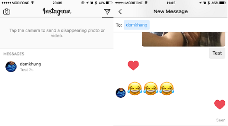 Tính năng Direct giúp gửi tin nhắn kèm hình ảnh cho tài khoản Instagram khác.