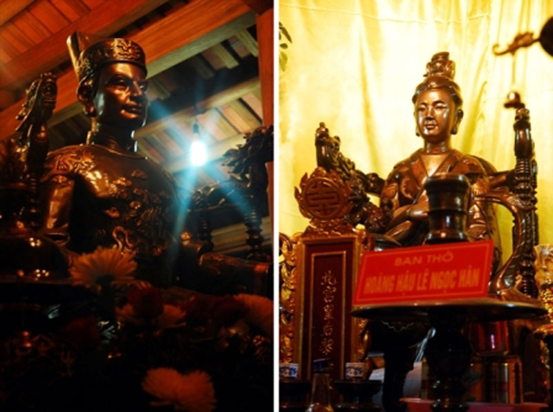 Tượng thờ vua Quang Trung và Bắc Cung Hoàng hậu Ngọc Hân tại xã Ninh Hiệp.