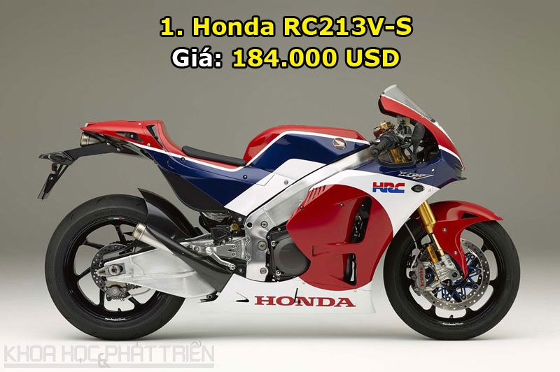 Top 10 môtô đắt nhất thế giới năm 2017. Với giá bán lên tới 184.000 USD, Honda RC213V-S chính là chiếc môtô đắt nhất trên thị trường thế giới năm 2017. (CHI TIẾT)