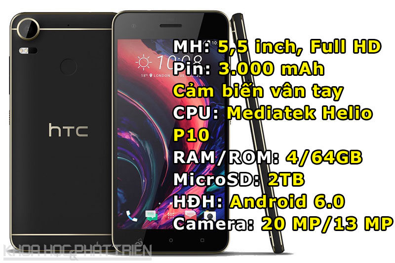HTC Desire 10 Pro (từ 7,99 triệu đồng xuống 7,29 triệu đồng).