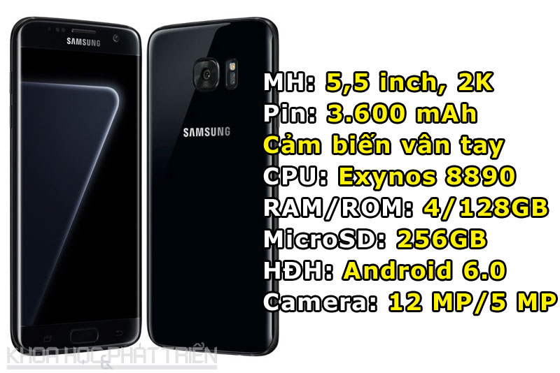 Samsung Galaxy S7 Edge Black Pearl (từ 16,99 triệu đồng xuống còn 15,49 triệu đồng).