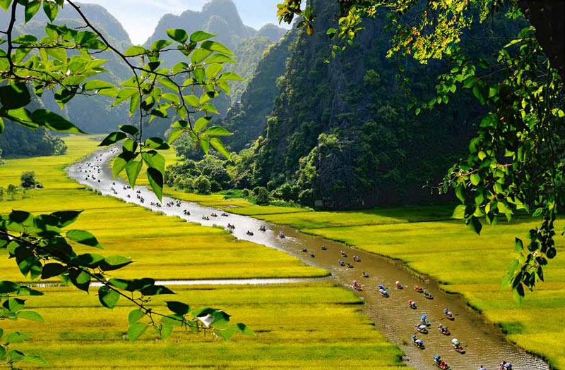5. Tam Cốc - Bích Động. Toàn khu vực bao gồm hệ thống các hang động núi đá vôi và các di tích lịch sử liên quan đến hành cung Vũ Lâm của triều đại nhà Trần nằm chủ yếu ở xã Ninh Hải, Hoa Lư, Ninh Bình. Quần thể danh thắng Tràng An - Tam Cốc được Thủ tướng chính phủ Việt Nam xếp hạng là di tích quốc gia đặc biệt và đã được tổ chức UNESCO xếp hạng di sản thế giới. Đây là một khu du lịch trọng điểm quốc gia Việt Nam.