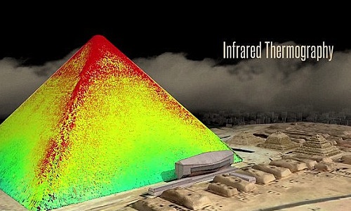 Phương pháp nhiệt ký giúp tìm nguồn nhiệt bên trong kim tự tháp. Ảnh: ScanPyramids.