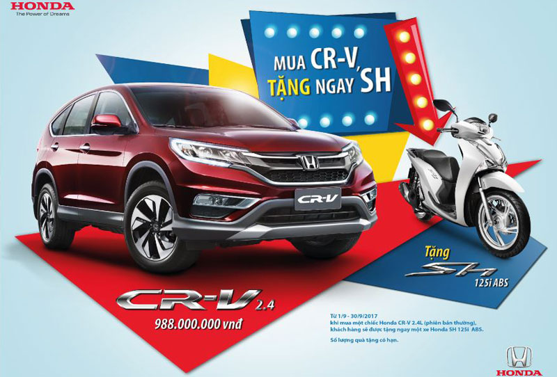 Chương trình khuyến mãi của Honda Việt Nam dành cho khách hàng mua xe CR-V trong tháng 9.