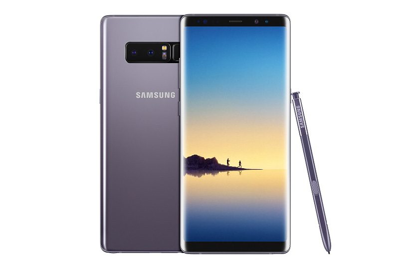 Samsung Galaxy Note 8 sử dụng khung viền bằng kim loại, 2 bề mặt phủ kính cường lực Corning Gorilla Glass 5. Kích thước của máy lần lượt là 162,5x74,8x8,6 mm, trọng lượng 195 g. 