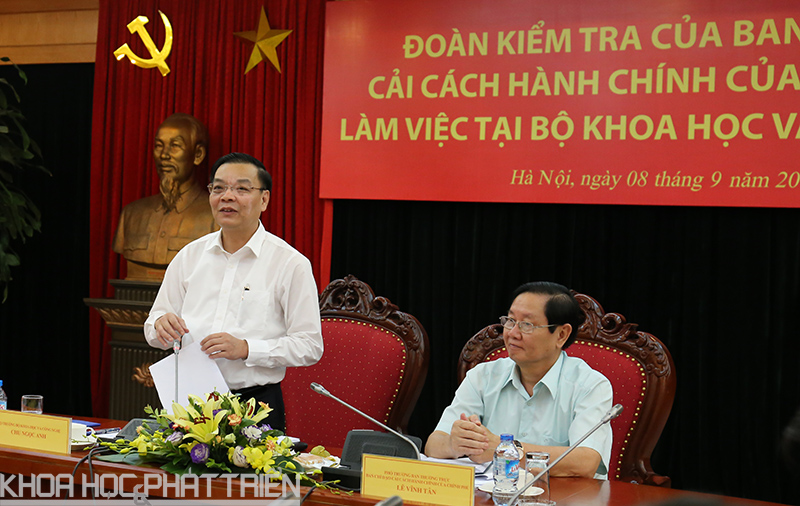 Bộ trưởng Bộ KH&CN Chu Ngọc Anh phát biểu tại buổi làm việc. Ảnh: Bích Ngọc