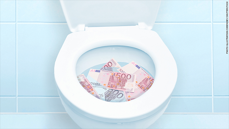 Số lượng lớn tiền đã làm tắc ống nhiều nhà vệ sinh ở Geneva (ảnh minh họa). Nguồn: CNN