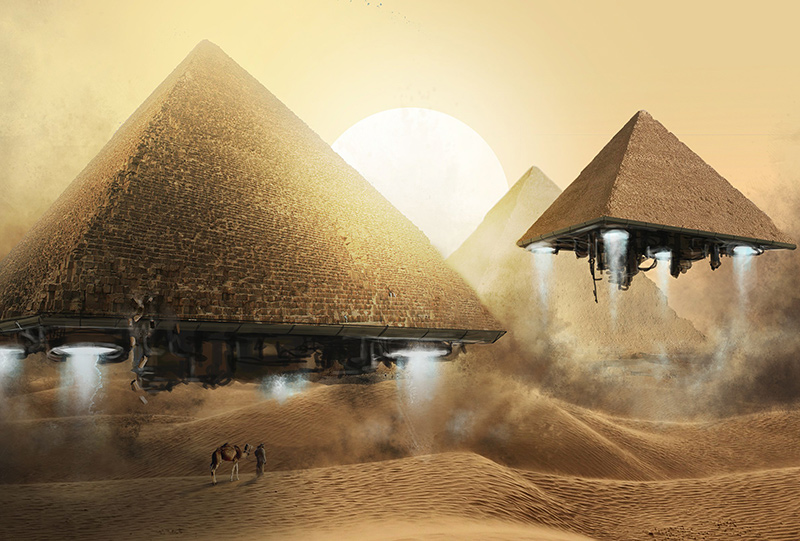 Một số thuyết âm mưu cho rằng kim tự tháp Ai Cập là do người ngoài hành tinh xây dựng. Ảnh: Miragestudio7