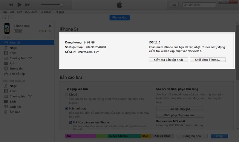 Hướng dẫn hạ cấp iOS 11 về lại iOS 10.3.3