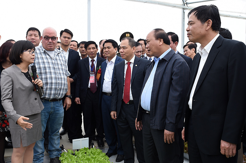 Thủ tướng Nguyễn Xuân Phúc thăm dự án VinEco Hà Nam của Tập đoàn Vingroup. Ảnh: T. Tuyền